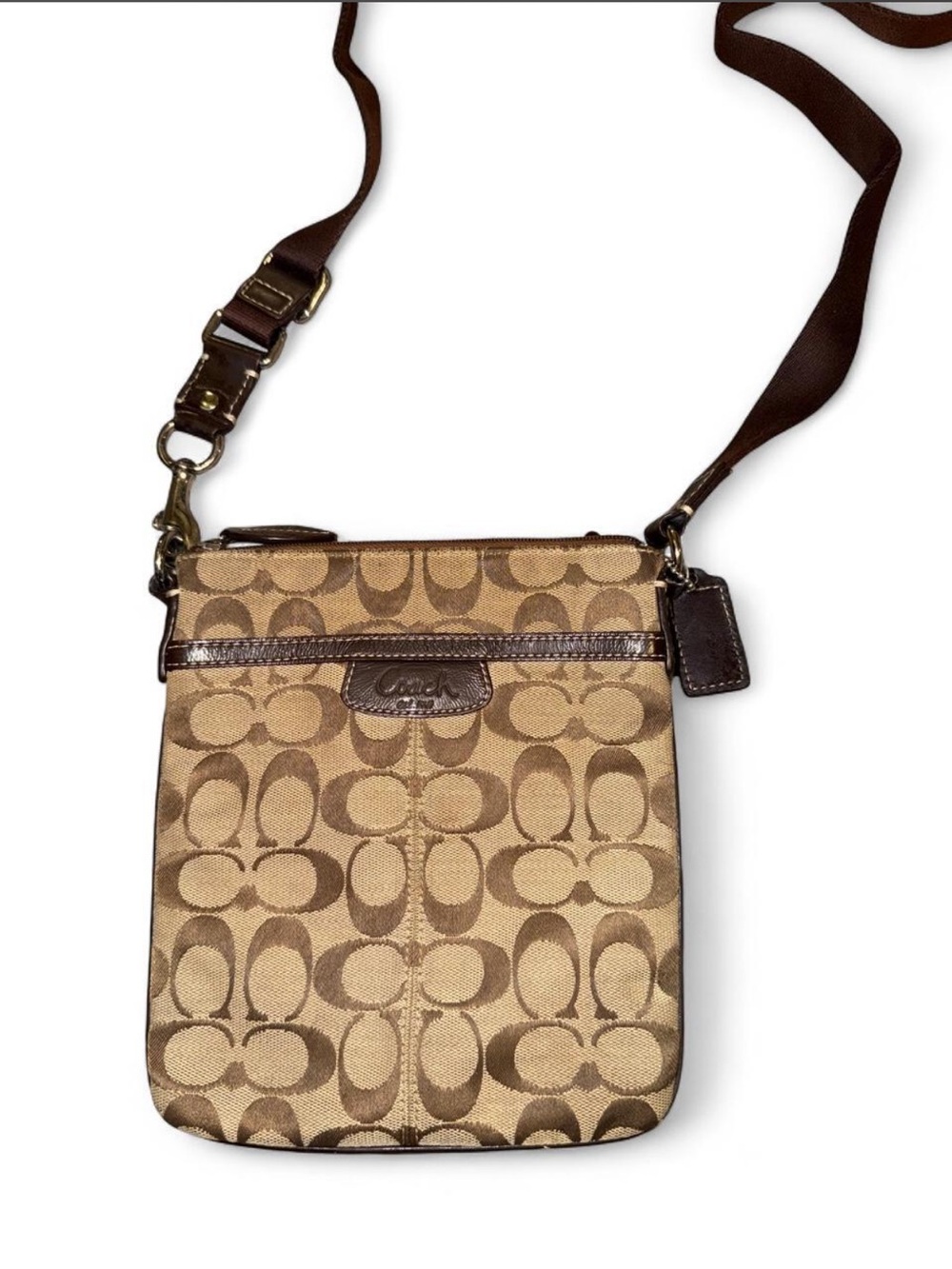 Vintage brown canvas Coach Signature swingpack